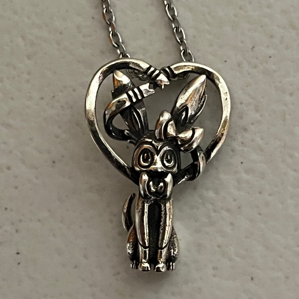 Sylveon Pokemon Charm Pendant Adjustable Necklace Anime Chain Jewelry Silver